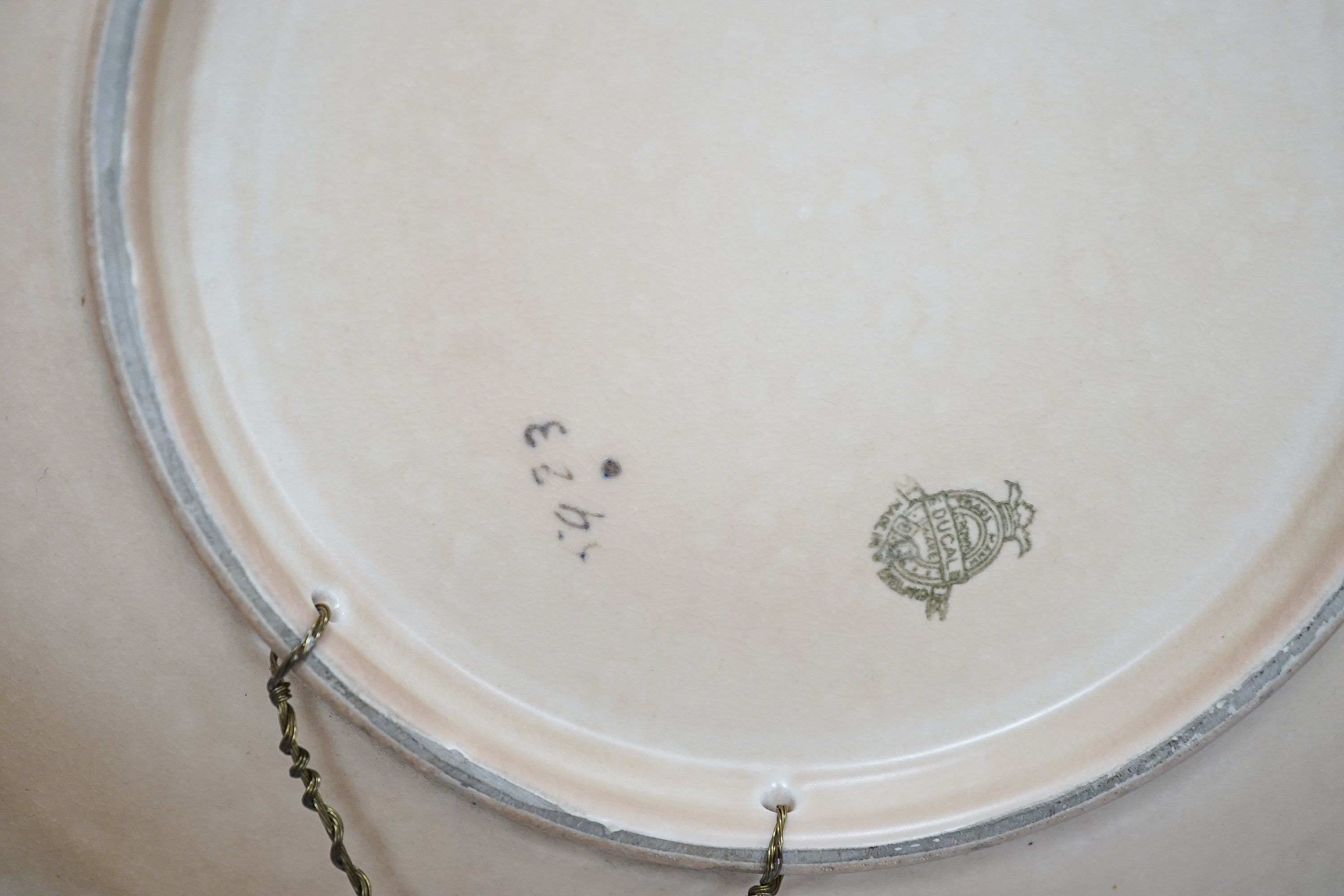 Two Charlotte Rhead Crown Ducal dishes, largest 37cm, one with artists signature
